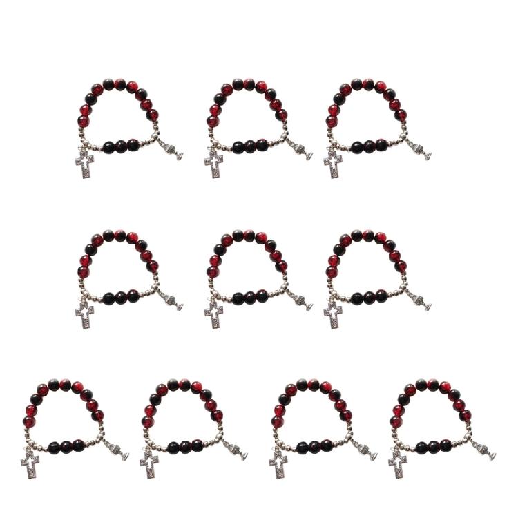 Adjustable Crosses Charm Beads Bracelets Fashionable Religious Jewelry for Men and Women