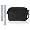 Bolsa Transversal Clássica com Fita de Logo em Nylon para Uso Externo, Mini Bolsa de Ombro/Média, Preta, Tamanho Único