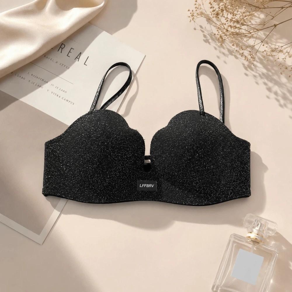 Anti-Sagging Wireless Gather Bra Shiny Push Up Bra Lingerie Petal Cup Bra Women