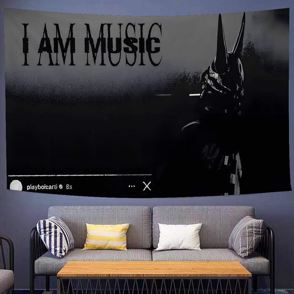 Hip Hop P-Playboi C-Carti Ich Bin Musikspiel Bedruckter Großer Wandteppich Indischer Buddha Wanddekoration Hexerei Bohemian Wand