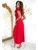 Summer 2025 V-Neck Waist-Cinching Ruffle Sleeve Solid Color Fashion Dress