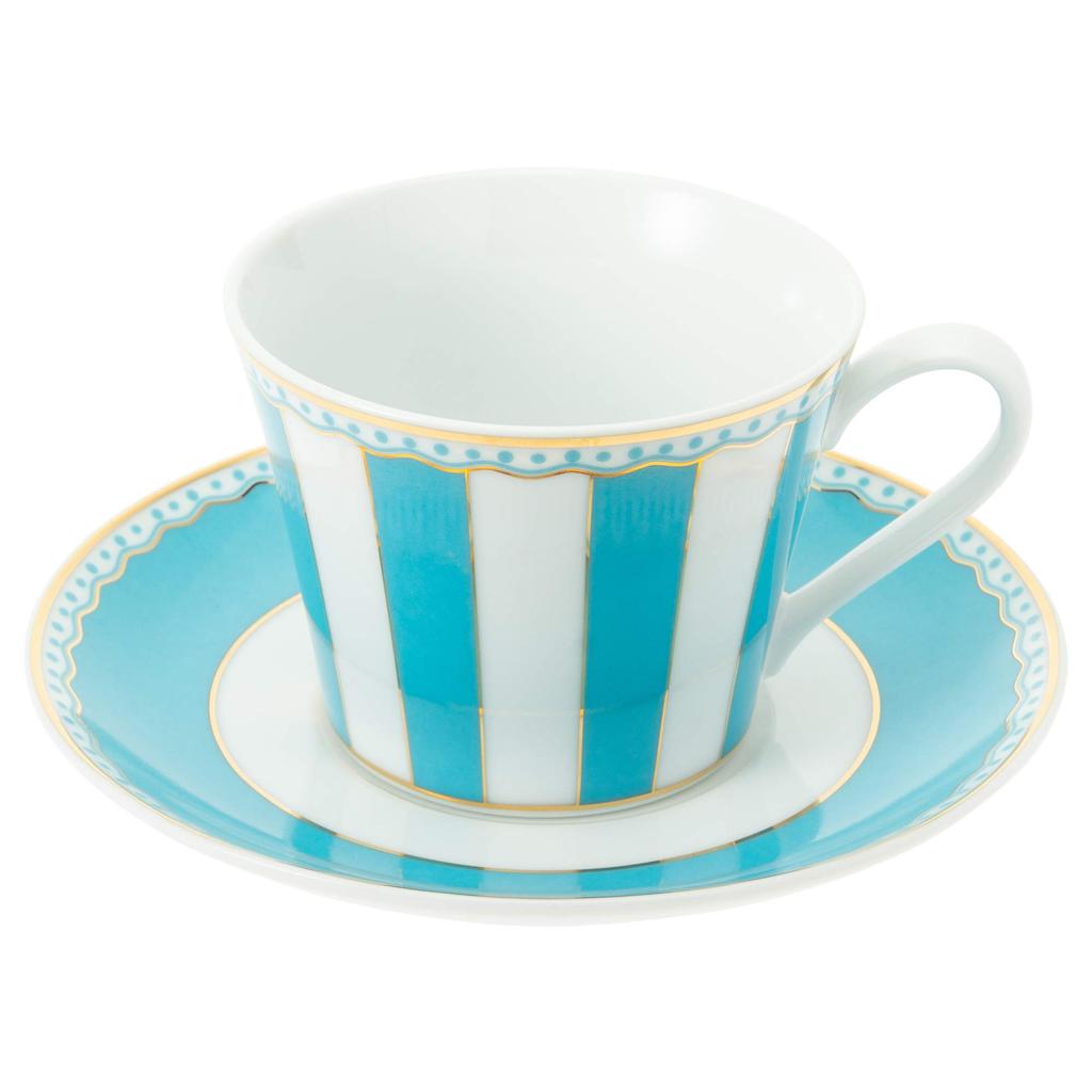 Noritake Cup Saucer Both Coffee and Carnival Light Fine & (for Tea), 250cc, Blue, Porcelain, T002B/M-253
