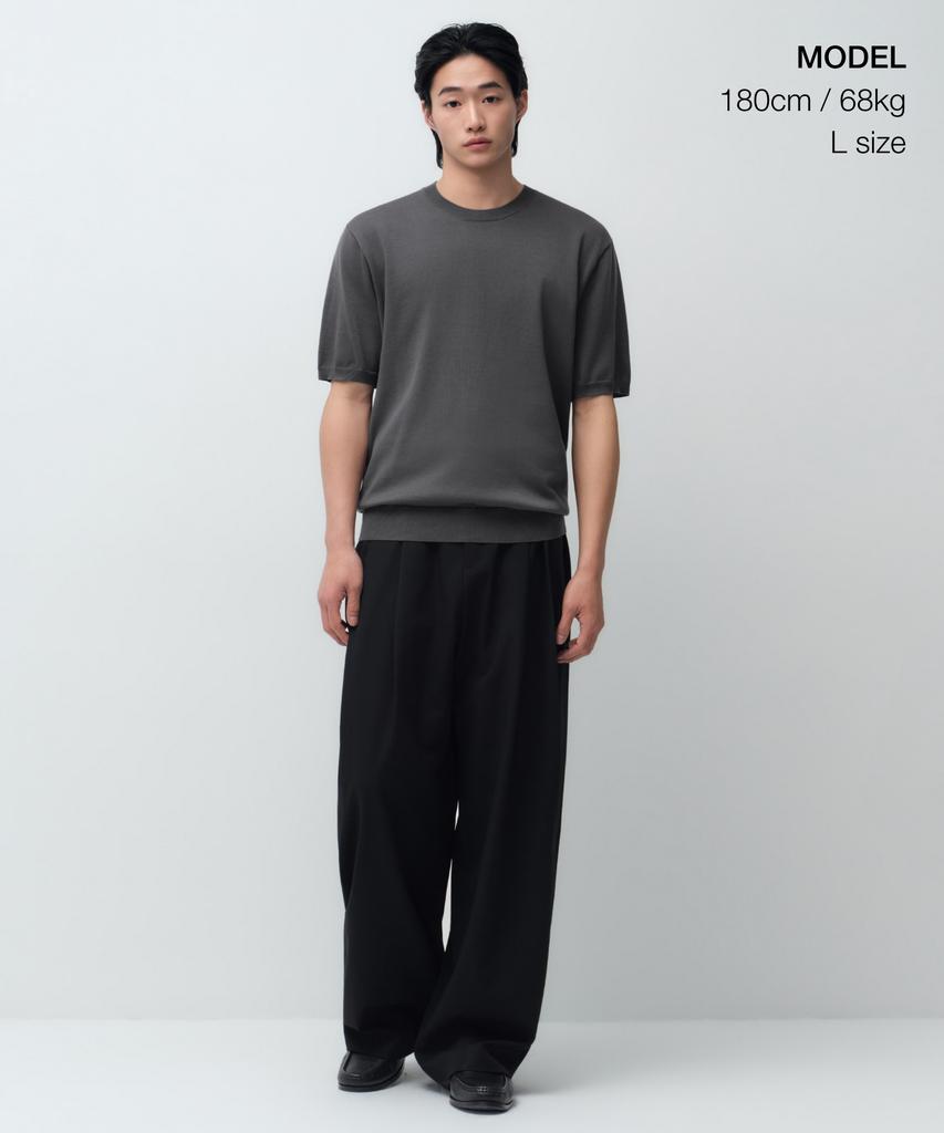 Musinsa Standard Washable Supima Cotton Crew Neck Short Sleeve Knit [Gray]
