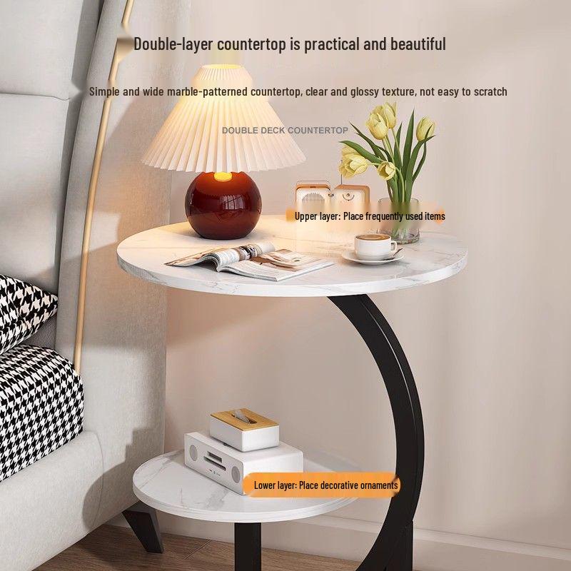 Modernes minimalistisches rundes Nachttischregal & Sofaseitentisch mit Stauraum