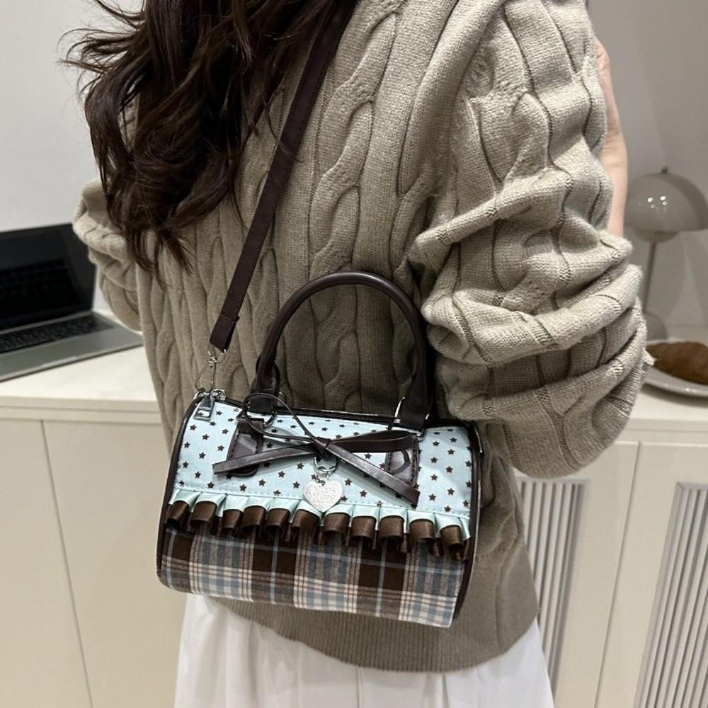 Exquisite Bowler Bag Color-blocked Crossbody Bag Sweet Bow Polka Dot Handbag  Women