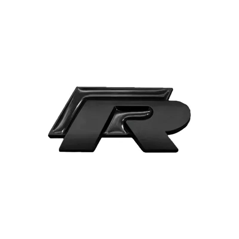 PCVHD1 R Logo Badge 3D Metal Car Metal Body Tail Trunk Sticker For Volkswagen VW Touran Beetle Golf Passat Jetta Polo Bora CC Lavida