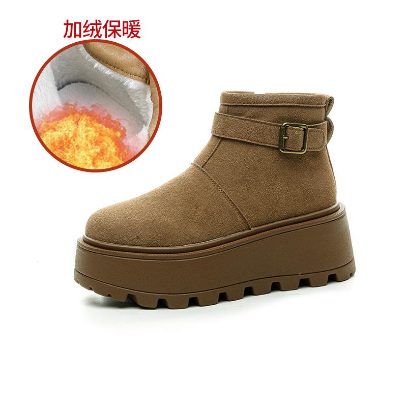 Automne et hiver nouvelles bottes de neige talon compensé chaussures montantes mates chaussures pour femmes plateforme décontractées chaussures en coton polyvalentes étudiants