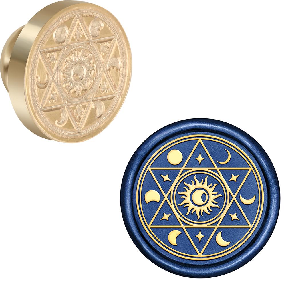 Moon Series Wax Seal Stamp Moon Phase Snake Triple Moon Replaceable Sealing Wax Stamp 25mm Brass Head for Halloween Invitations