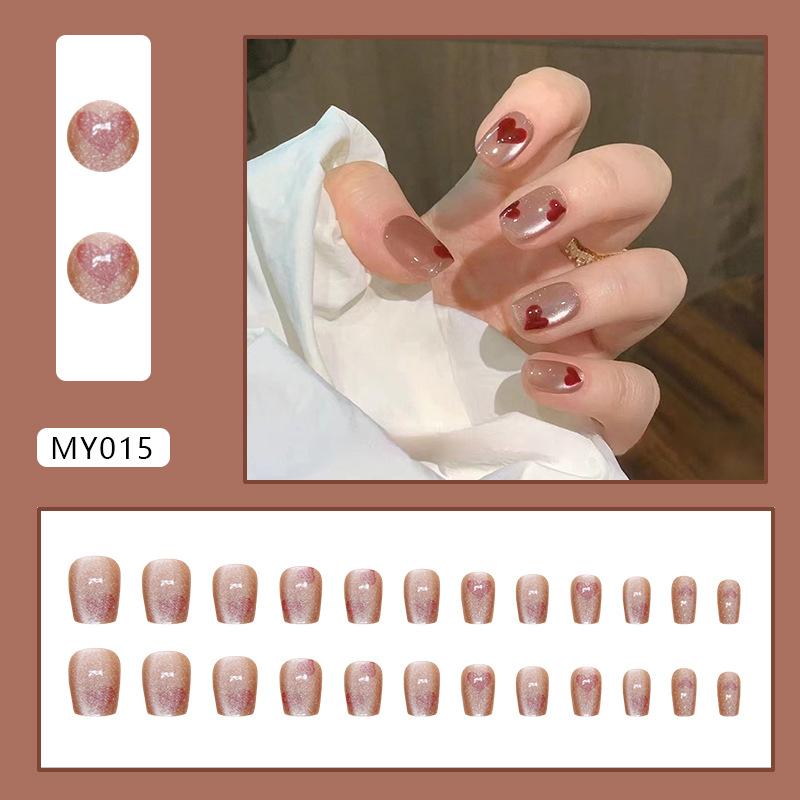 

24 шт. Spar Cat s Eye Wearing Nail Film Love Nail Film Explosive Nail Art Short Nail Wearing Nail Short T Ballet Nail