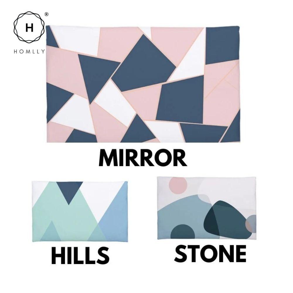 (Homlly Soft Diatomite Floor Bath Mat with Washable Cover (Design) (X2PCS)