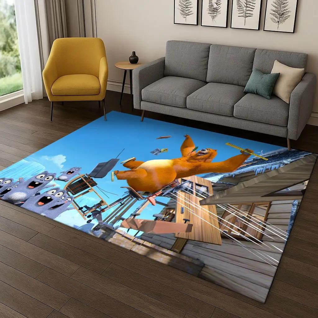 Tappeto Cartoon 3D Grizzy e i Lemming per Camera da Letto Soggiorno Divano Decorazione Casa, Tappeto Area Giochi Bambini Tappetino Antiscivolo Regalo