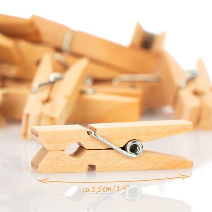 Objets décoratifs - COM-FOUR - CF16631 - Mini pinces à linge en bois - Réutilisables - 120 pièces