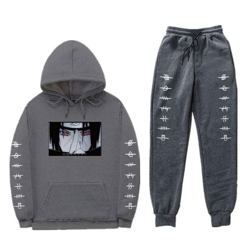 Unisex Naruto Uchiha Itachi Hooded Sweatshirt Set Warm Fleece Lined Casual Long Sleeve Tracksuit Teens