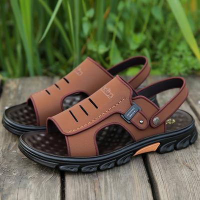 Leather Large Size Summer Men's Sandals Leather Soft Sole Non-slip Beach Shoes High-end Sandals Men's Sandals