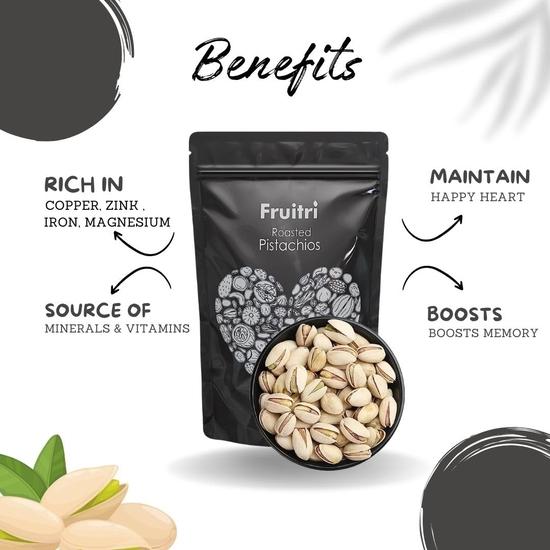 Fruitri Premium Pistachios Nut, Roasted and Lightly Salted, 100% Pure Natural Irani Pista, 500g