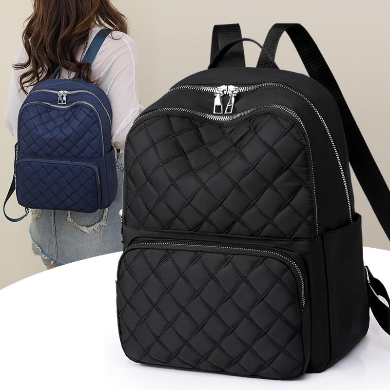 Schoolbag Backpack Fashion Versatile Student Backpack Large Capacity Rhombus Casual Travel Bag Premium Women's Bag