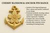 Don Flyee Imperial Japanese Navy Cherry Blossom Anchor Design Naval Insignia Pin with Butterfly C0039 Clutch, Alloy, Gift,