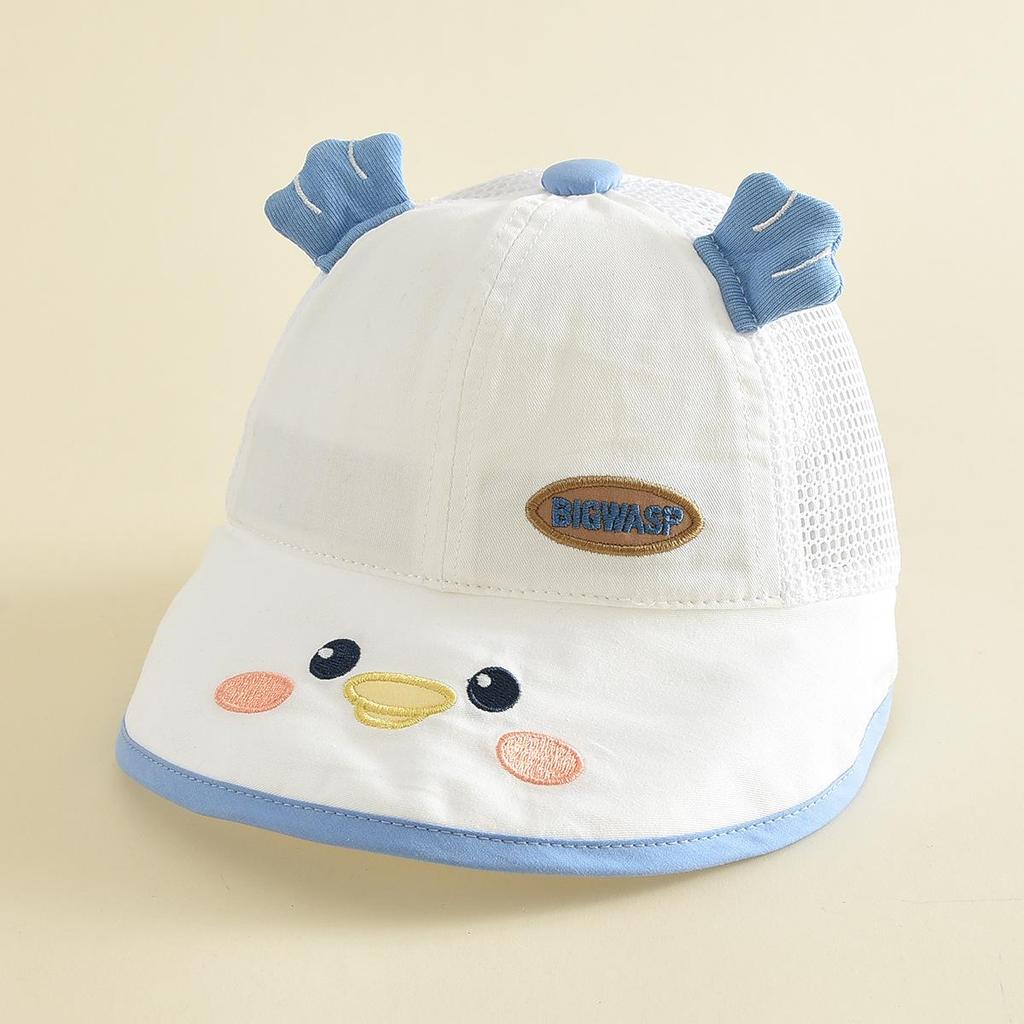 Cute Cartoon Semi-Mesh Children's Windproof Sun Hat - Versatile Outdoor Bucket Hat for Babies
