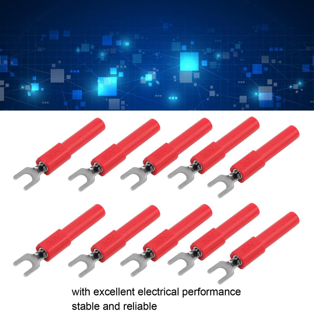 10pcs 4mm Fork Spade Wire Connectors U Type Electrical Crimp Terminal for Testing Multimeter