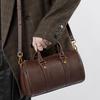 Leather Maillard Retro Handbag Women'S Bag Light Luxury Foreign Style Boston Bag Vegetable Tanned Cowhide Messenger Bag Bag