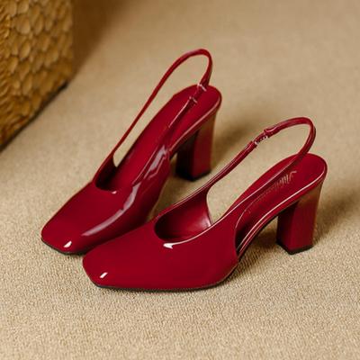 Sieviešu sandales ar augstiem papēžiem Mary Jane Heels Sieviešu kvadrātveida galvas augstpapēžu kurpes, vienvietīgas kurpes tukšas somas galvas sandales Sieviešu apavi