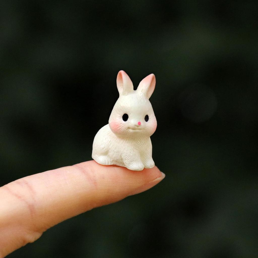 Entzückendes Miniatur-Hasenfiguren-Set für DIY-Puppenhausdekoration