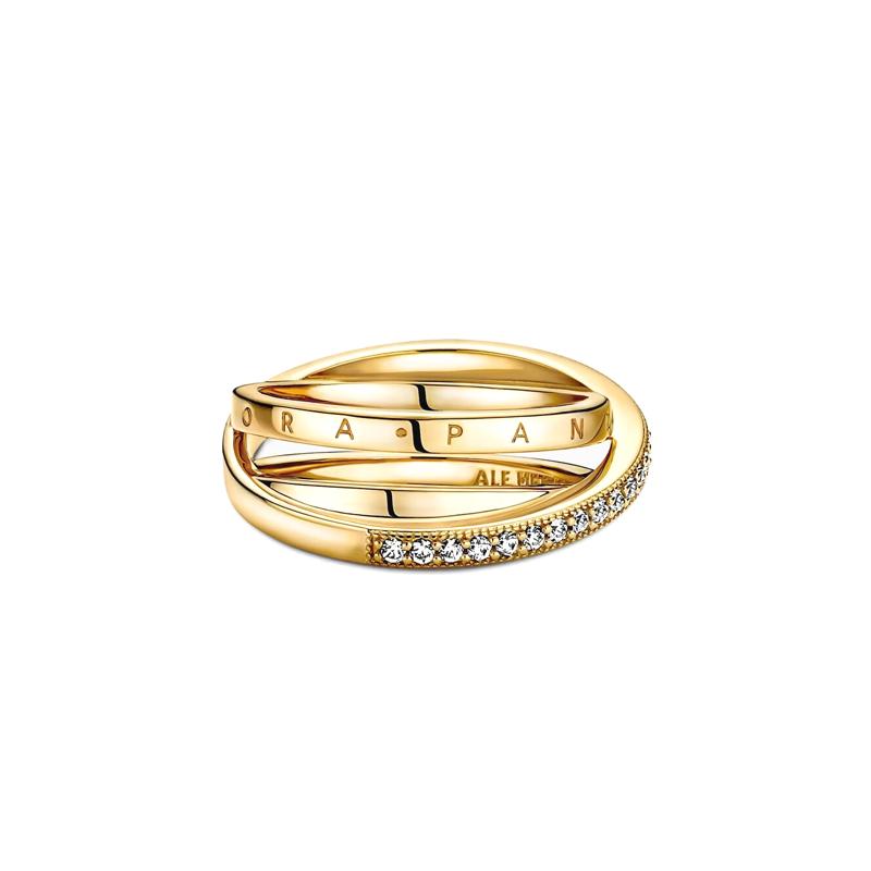 Pandora Pavé Pave Interlaced Three Rings Women s Gold 169057C01
