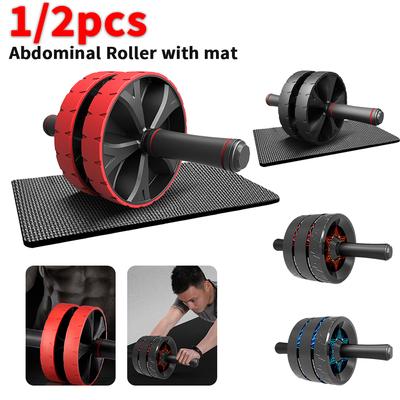 Abdominal Exercise Roller Core Strengthening TrainerDouble-Wheeled Muscle Strengthening Trainer Low Noise Long Grip for Fitness