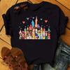 Funny Summer Disney Villains Printed Women T Shirts Round Neck Y2k Clothes Cartoon Graphic T Shirts 90s Female Tops Tees