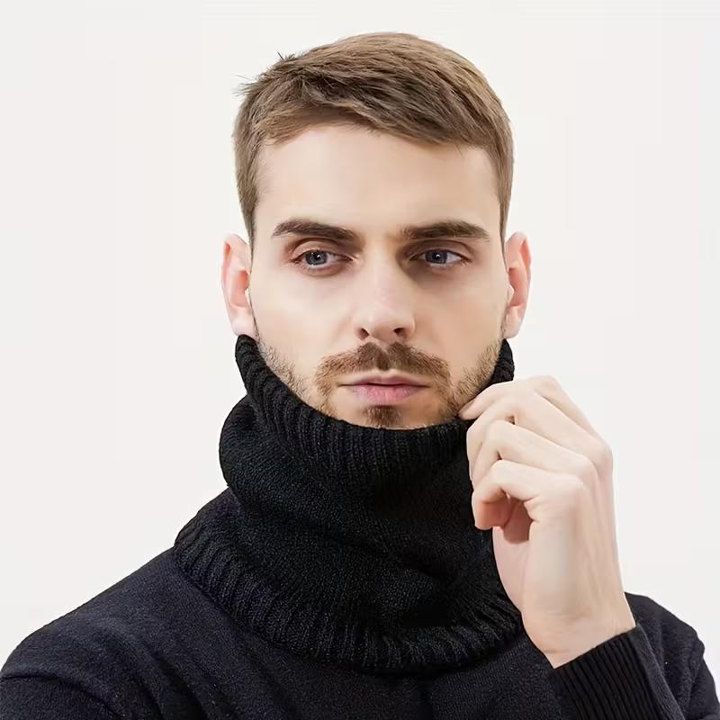 Winter Outdoor Thermal Scarf - Thickened Fleece Neck Gaiter, Soft Solid Color Plain Weave, Warm & Stylish for Hiking, Cycling, Skiing