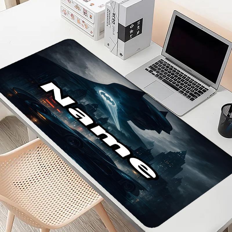 Custom Name Personalized Batman Pattern Mousepad, Laptop PC Desk Mat, Decorative Desk Mat for Home Keyboard Pad Gift