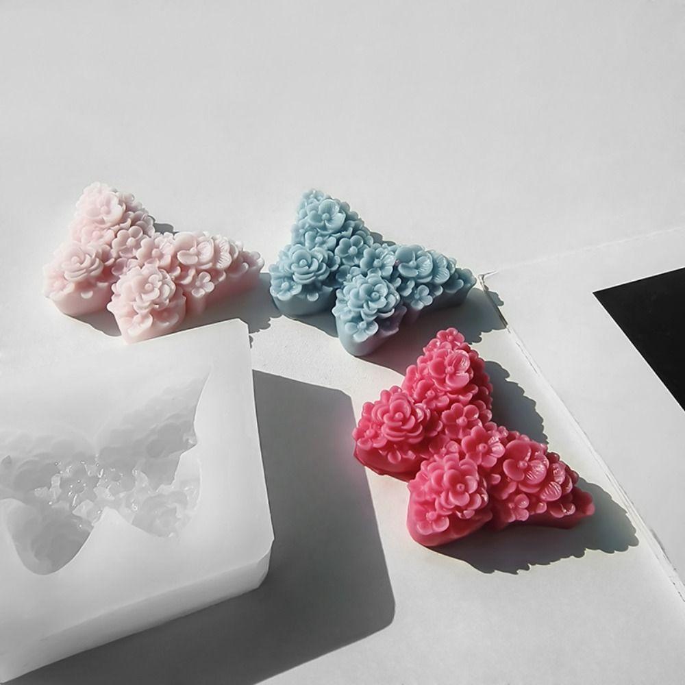 Silicone Candle Mold Flower Butterfly Soap Mold Fragrance Candle Butterfly Shaped Mold  Home Decor