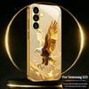 Golden Eagle Pattern Glass Phone Case Suitable for Samsung Galaxy S26 S25 S24 S23 S22 S20 FE/Ultra/Plus Anti Drop Back Cover