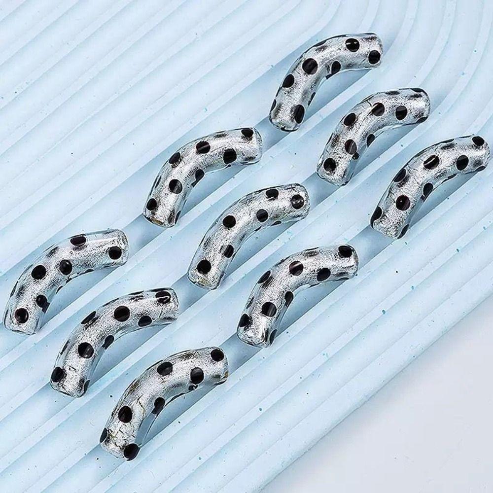 With Hole Curved Glass Beads 37 Styles Polka Dot Beads Lampwork Beads for 20pcs Diy Jewelry Making