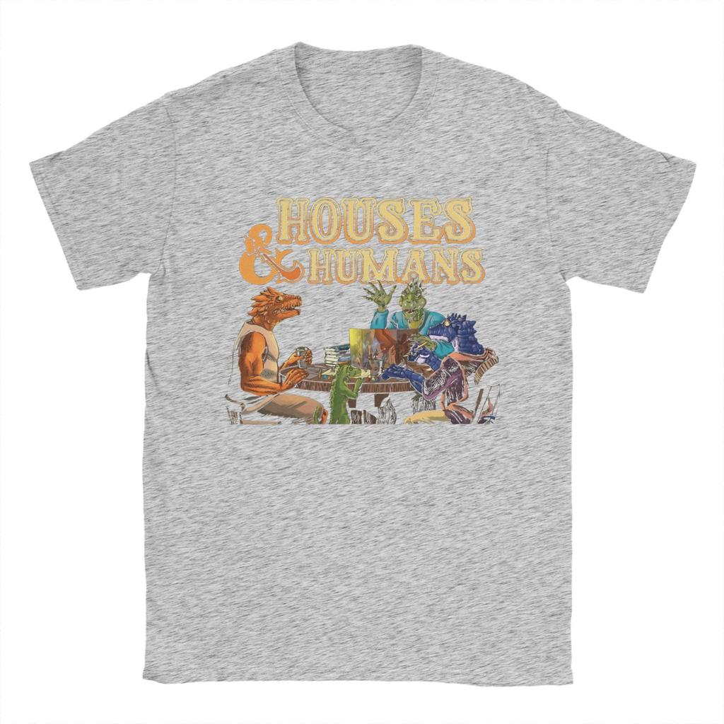 Funny Houses and Humans Funny Dungeons T-Shirt Men Crew Neck Cotton T Shirts  Short Sleeve Tees Summer Clothing