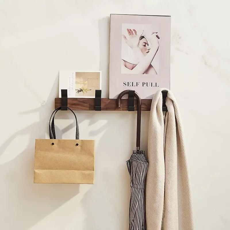 Wooden Clothes Hangers Wall Mounted Beech Clothes Hangers Living Room Brief Clothing Hanger Portable Bedroom Hooks Storage