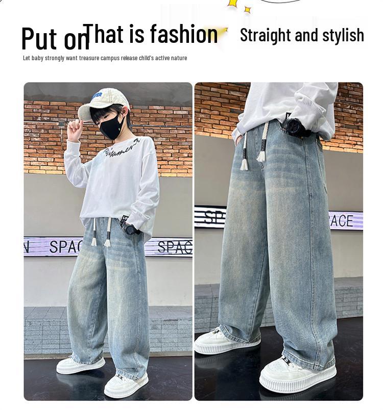 Jungen Frühling & Herbst 2025 Coole Streetwear Straight-Leg Jeans