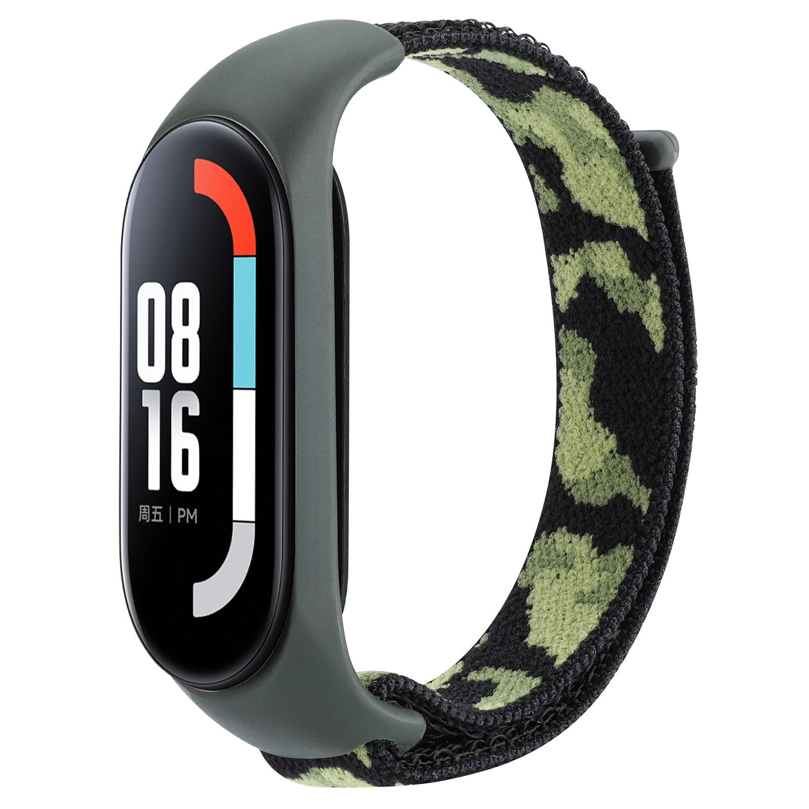 

For Xiaomi Mi Band 5/6/7 Camouflage Nylon Adjustable Smart Watch Strap Replacement Wrist Band Black