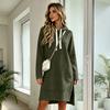 Women's Casual Color Hooded Mid-Length Pullover Sweatshirt for Everyday Wear