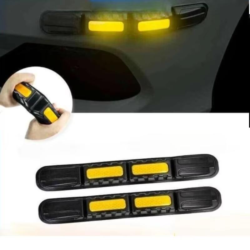 2pcs Car Body Reflective Anti-Scratch Protection Stickers Bumper Corner Anti-collision Decoration Strip Black Auto Accessories