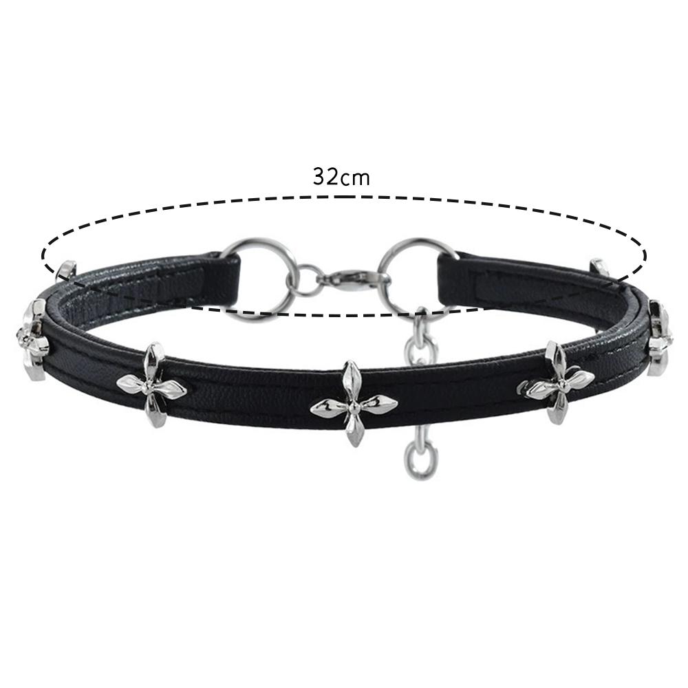 Black PU Leather Choker Necklace For Women Men Cool Punk Gothic Spike Biker Choker PU Leather Collar Studded Rock Necklace