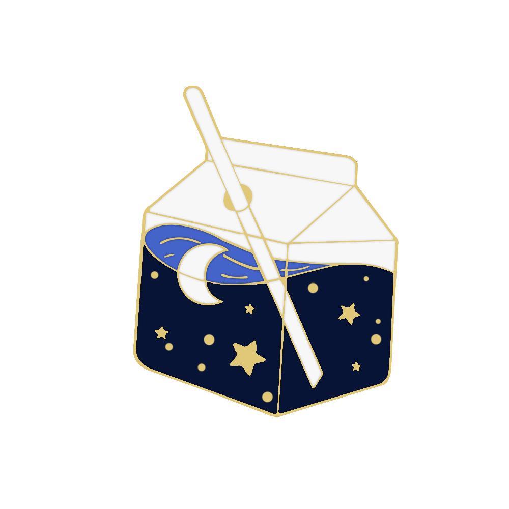 Iridescent Starry Sky Enamel Brooch: Cartoon Lapel Pin in Test Tube, Wine Glass, and Milk Shapes for Men & Women