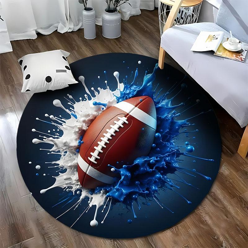 Free Shipping! Dynamic Sports-Themed Round Rug for Game Rooms Round Carpet for Home Sofa Bedroom, Gift