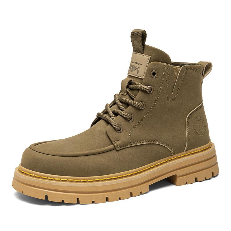 

Мужские ботинки Мартин, модные ботинки цвета ревеня, прочные износостойкие ботинки с большим носком, повседневные ботинки с большим носком, британская мужская обувь 44