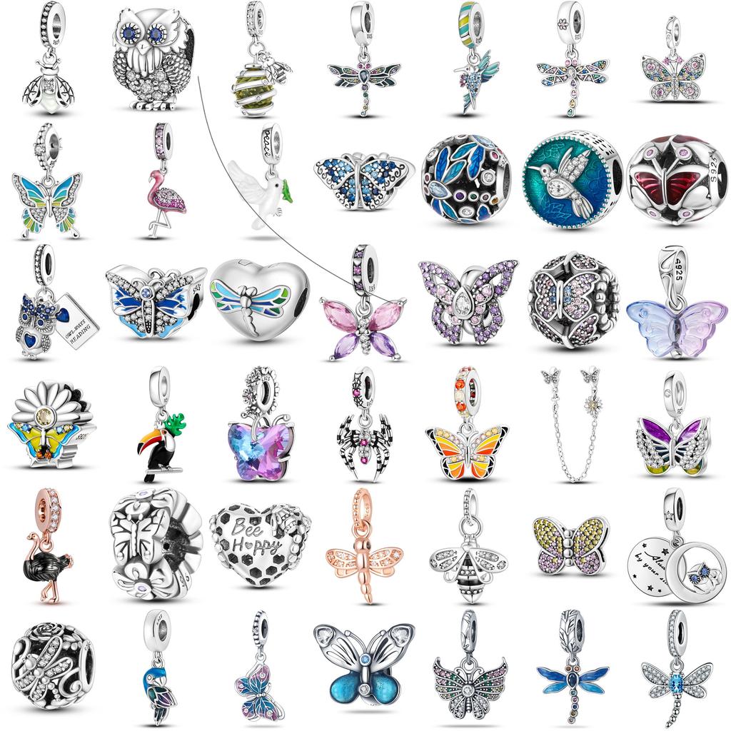 Copper Dangle Charm Beads Insect Birds Butterfly Original Accessories Bracelets Diy For Pendant Necklace Making For Women
