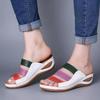 2025 Summer Women's Wedge Sandals: European & American Style, Color Block, One-Strap Design, In Stock