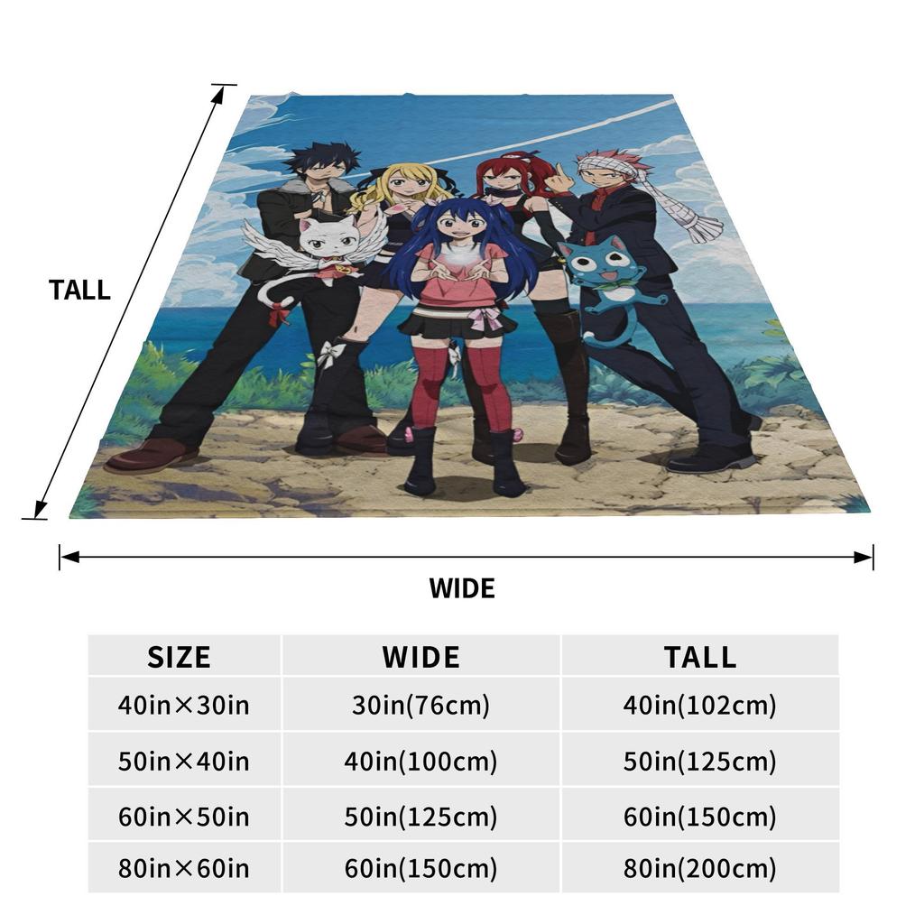 Fairy Tail Anime Knitted Blanket Flannel Cartoon Super Warm Throw Blankets for Bedroom Sofa Bed Rug