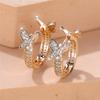 Charme Boucles d'Oreilles Créoles Papillon Mignon Pierre de Cristal Blanc pour Femme Couleur Or Bijoux de Mariage Simples pour Femmes