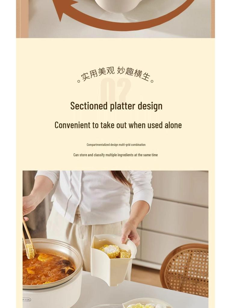 Rotatable Kitchen Prep Plate with Compartmented Draining Basket