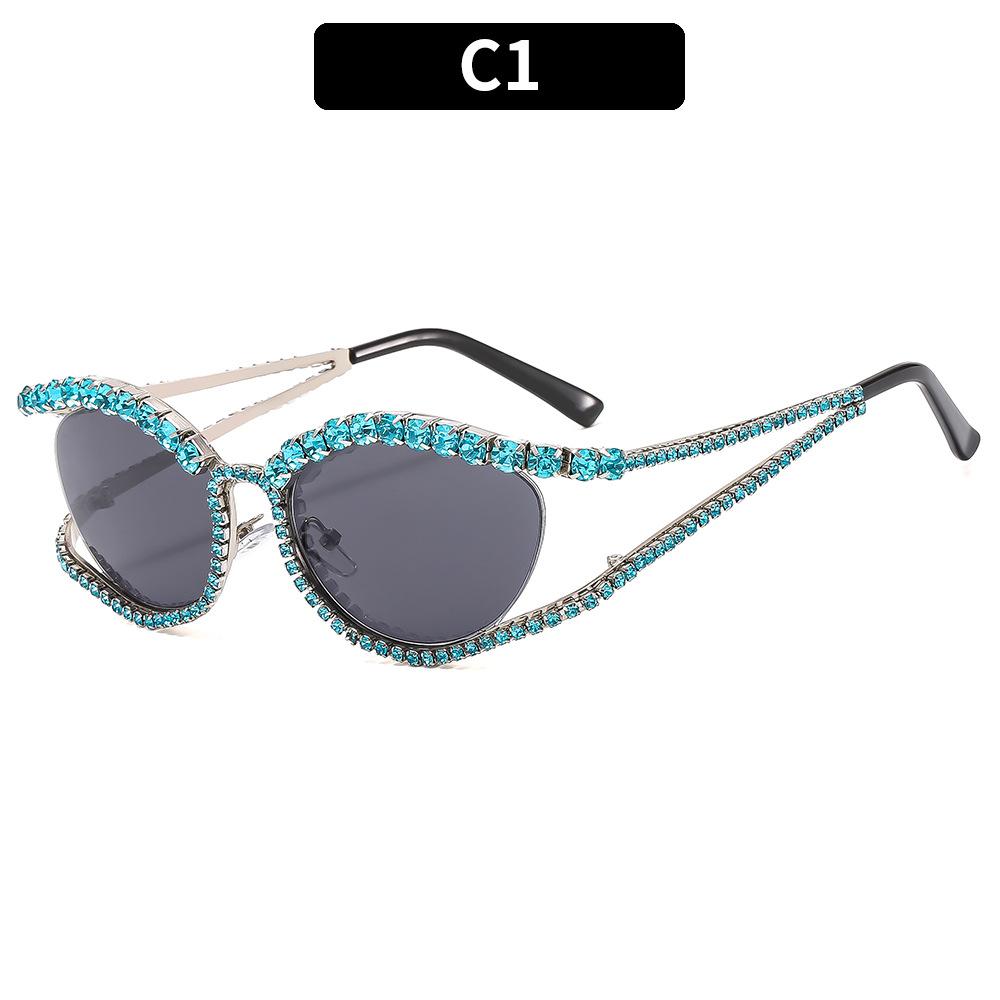 

Rhinestone Wrap Around Fashion Glasses For Women Men Bling Hollow Out Sun Shades Props For Beach Party Prom